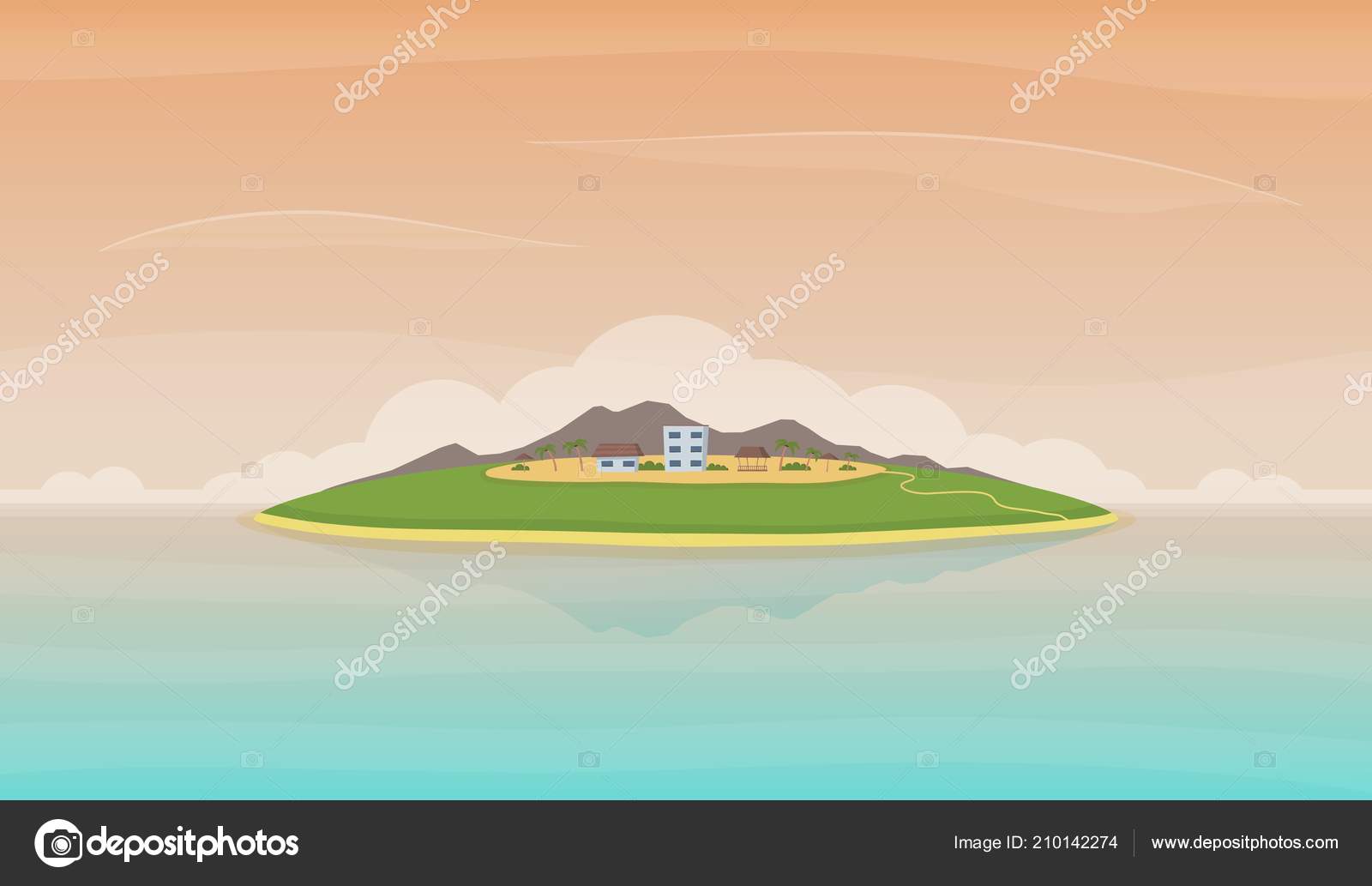 Landscape with island in the ocean. Stock Vector by ©korolev.dm.va ...