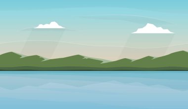 Göl ve dağlarla kaplı manzara. 