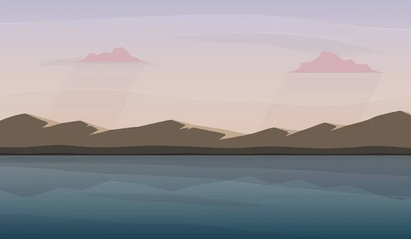 Τοπίο με λίμνη και βουνά. — Διανυσματικό Αρχείο