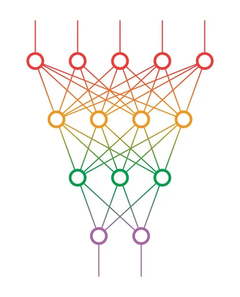 Neural ağ. Yapay zeka kavramı. Bilgisayar nöron net. — Stok Vektör
