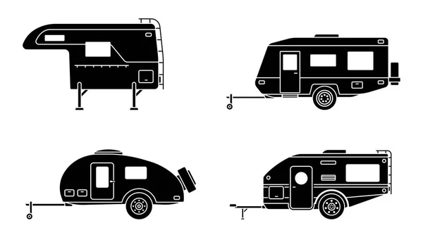 Ensemble de caravane camping-car. Remorques de camping pour Voyage . — Image vectorielle