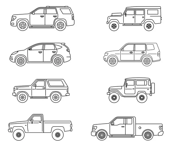 Conjunto de coches todoterreno — Vector de stock