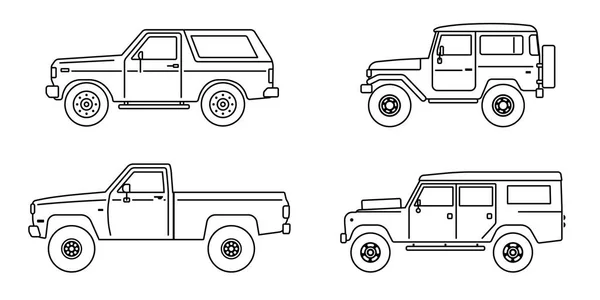 Set of offroad suv cars — Stock Vector