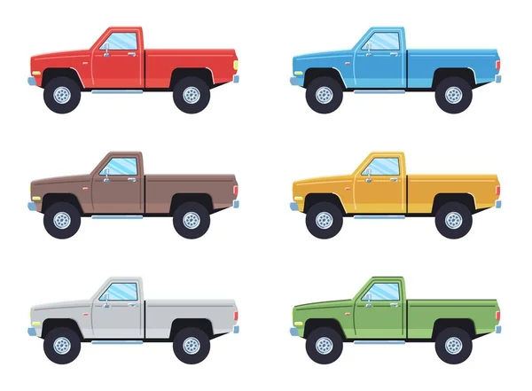 Offroad pickup-kocsik halmaza Jogdíjmentes Stock Illusztrációk