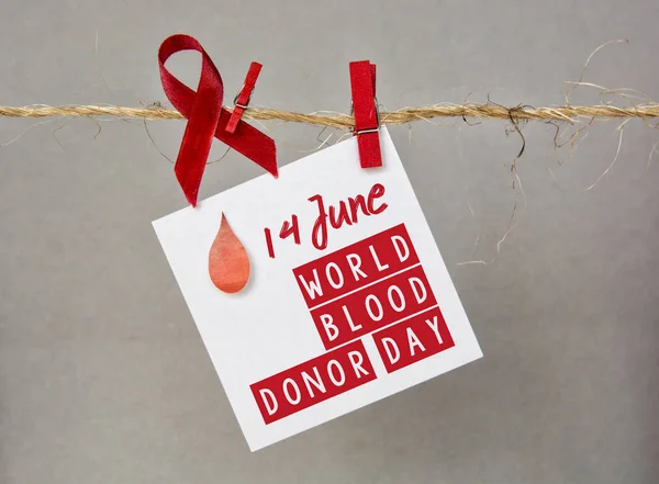Dünya Kan Donör Günü Haziran Bilgi Kartı — Stok fotoğraf
