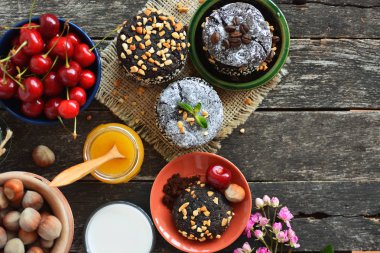 farklı kek kurabiye ve tatlı bisküvi ayarlama tablo. Ev yapımı pasta  