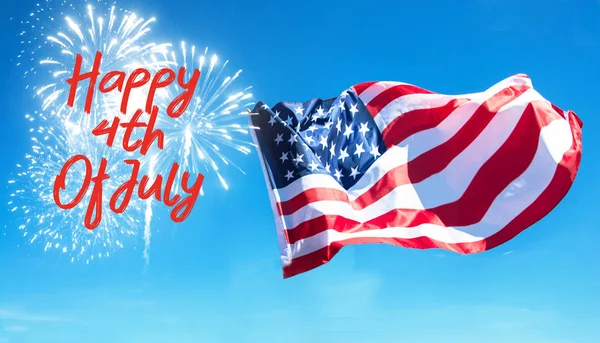 Szczęśliwy Czwartego Lipca Przed Flagą Usa Szczęśliwy Dzień Niepodległości Karty — Zdjęcie stockowe