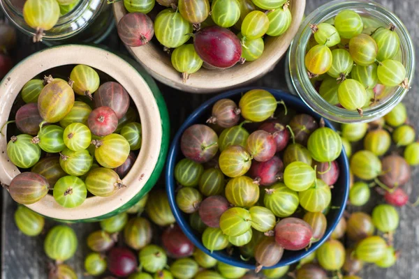 Fresh Gooseberries Clay Bowl — Stock Photo, Image