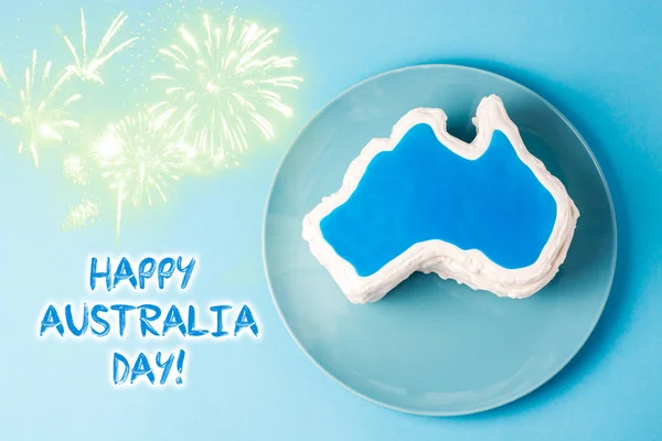Ausztrália Boldog Ausztrália Nap Üzenet Üdvözlés Kártya Alakú Vanília Krémes — Stock Fotó