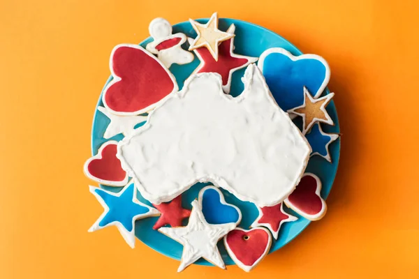 Vanilla Cream Cake Shape Australia Happy Australia Day Message Greeting — Stock Photo, Image