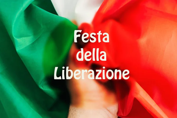 Апреля Текст Итальянской Карточке Флаг Италии — стоковое фото