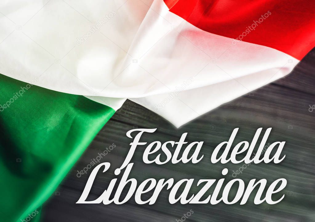 April 25 Liberation Day Text in italian card, italy flag 