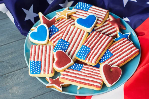 Happy Flag Day Usa Hausgemachte Plätzchen Form Der Amerikanischen Flagge — Stockfoto