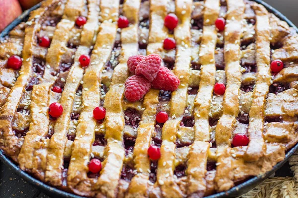 Appeltaart Met Gouden Korst Ruimte Voor Tekst — Stockfoto