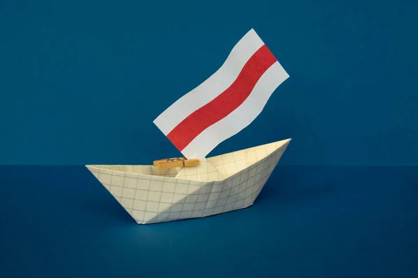 paper boat with the flag of belarus