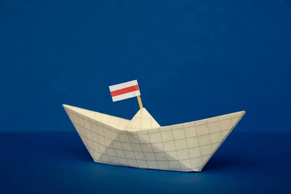 Bateau Papier Avec Drapeau Belarus — Photo