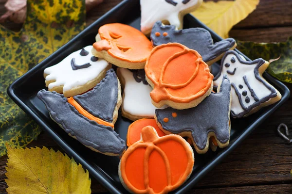 Halloween Jack Lantern Candy Bowl Candy Halloween Cookies Trick Treat — Stock Photo, Image