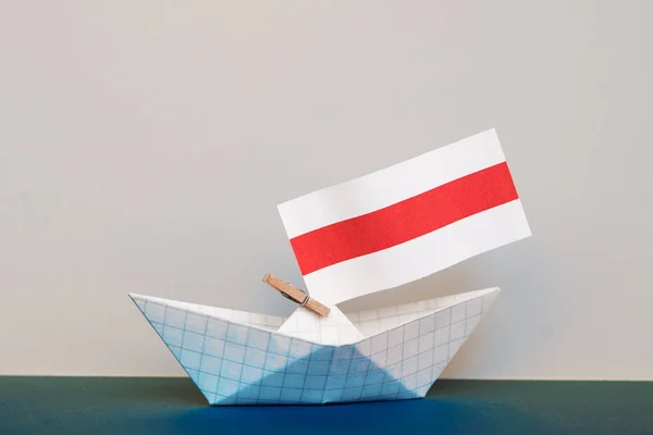 Papír Hajó Zászló Belarus — Stock Fotó