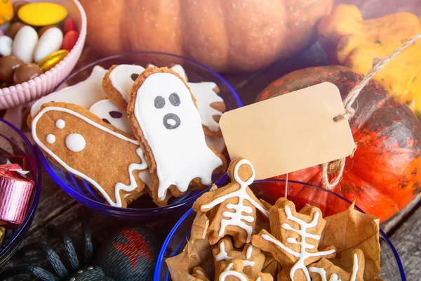 Frischer Kürbis Halloween Plätzchen Halloween Jack Laterne Kürbis Süßigkeiten Und — Stockfoto