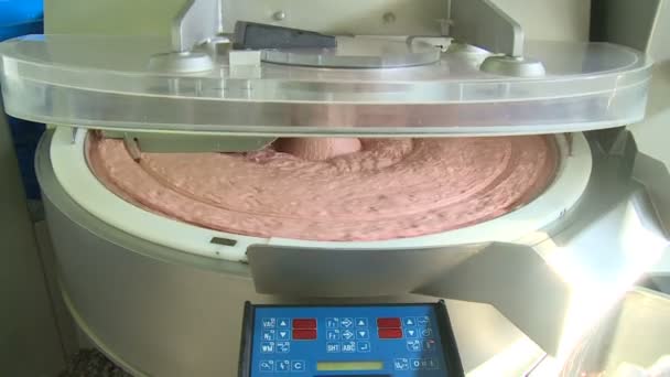 Producción Salchichas Carne Grasa Muelen Una Máquina Especial Relleno Resultante — Vídeos de Stock