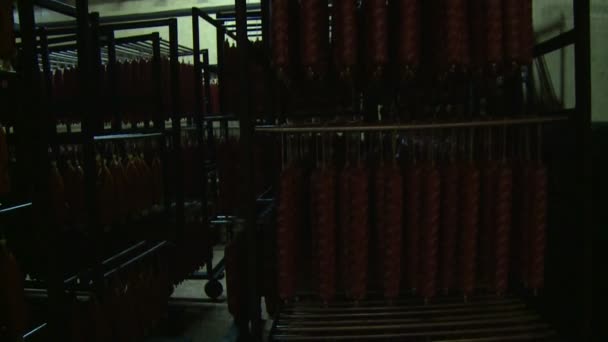 Producción Salchichas Carne Grasa Muelen Una Máquina Especial Relleno Resultante — Vídeo de stock