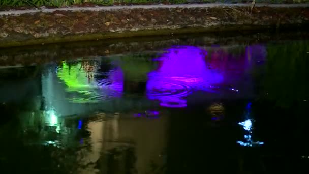 Chuva Pingar Lago Reflexos Luz Multicoloridos Uma Poça — Vídeo de Stock