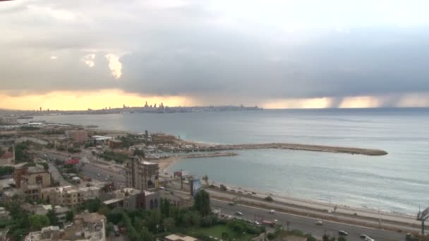 Liban Côte Beyrouth Avec Bâtiments Autoroute Avec Voitures — Video