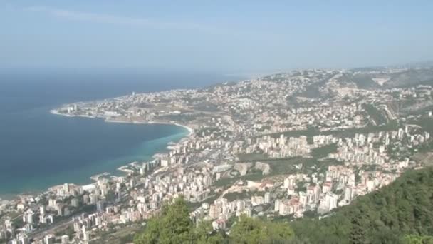 ベイルートのパノラマ レバノンの航空ビュー 海岸風景 レバノン最大の都市と首都 — ストック動画