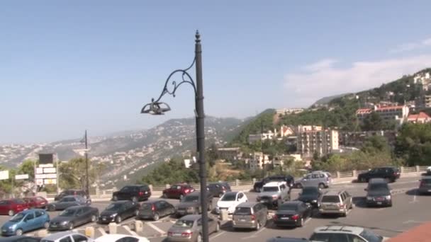 Panorama Van Bergen Heuvels Met Gebouwen Parkeerplaatsen Beiroet Libanon — Stockvideo