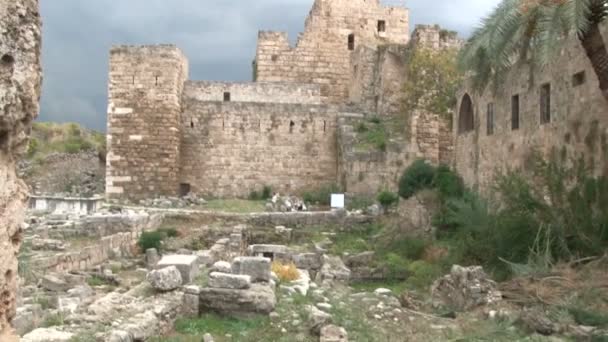 Ruinas Antiguo Antiguo Castillo Líbano — Vídeo de stock