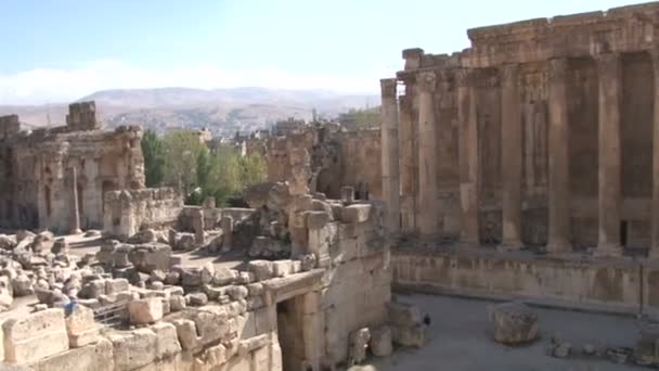 Ρωμαϊκά Ερείπια Του Baalbek Στο Λίβανο Μνημείο Παγκόσμιας Κληρονομιάς Της — Αρχείο Βίντεο