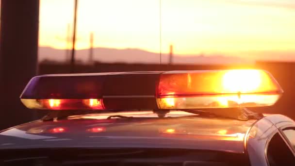 Een Video Van Knipperende Lichten Boven Een Politieauto — Stockvideo