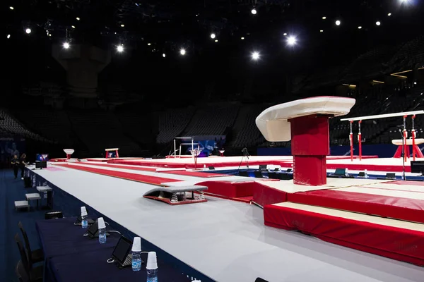 Gymnastic equipment in a gymnastic arena in Paris