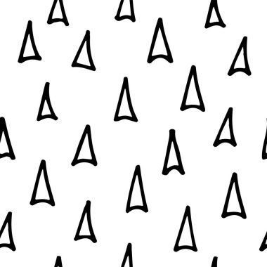 Soyut tek renkli el çizilen mürekkep siyah beyaz seamless modeli. Fırça doodle kağıt, tekstil, tebrik kartı, baskı tasarımı için tekrarlanan illüstrasyon vektör.