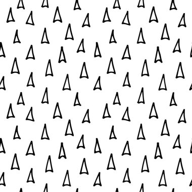 Soyut tek renkli el çizilen mürekkep siyah beyaz seamless modeli. Fırça doodle kağıt, tekstil, tebrik kartı, baskı tasarımı için tekrarlanan illüstrasyon vektör.