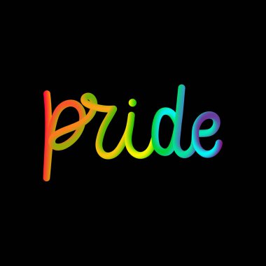 Gökkuşağı gurur 3d yazı alıntı siyah arka plan üzerine izole.