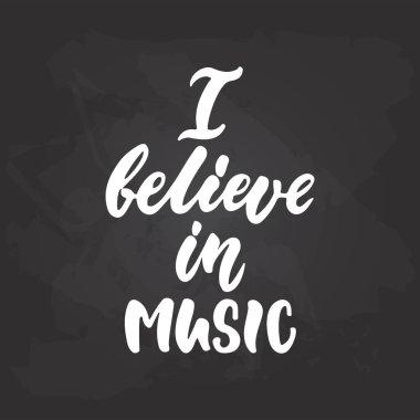 Müzik - sanırım çizilmiş müzikal ifade siyah kara tahta arka plan üzerinde izole yazı ver. Afiş, poster tasarımı, Fotoğraf bindirmeleri için eğlenceli fırça tebeşir vektör alıntı.