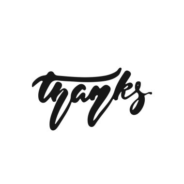 Teşekkürler - el Şükran tatil harflerle ifade izole sonbahar mevsim beyaz zemin üzerine çekilmiş. Eğlenceli fırça mürekkep vektör çizim afiş, tebrik kartı, afiş tasarımı için.