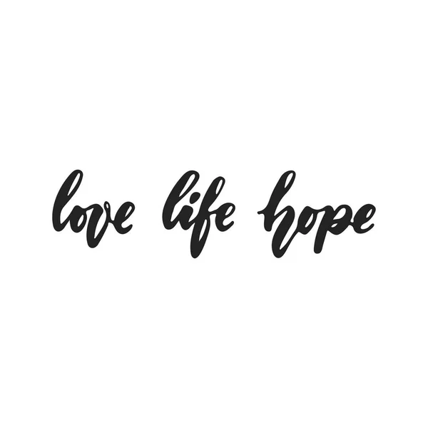 Love Live Hope - desenhado à mão Outubro consciência do câncer de mama Mês lettering frase isolada no fundo branco. Pincel citação vetor de tinta para banners, cartão de saudação, design de cartaz . — Vetor de Stock