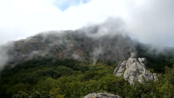 Vidéo accélérée de nuages au sommet de la montagne. Temps écoulé .