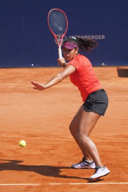 Nürnberg, Almanya - 19 Mayıs 2019: Euro 250.000 Wta Versicherungscup Turnuvası ikinci tur maçında Avustralyalı tenisçi Destanee Aiava'nın Alman Jule Niemeier ile oynadığı karşılaşma