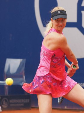 Nürnberg, Almanya - 20 Mayıs 2019: Alman tenisçi Mona Barthels Euro 250.000 Wta Versicherungscup Turnuvası 1.
