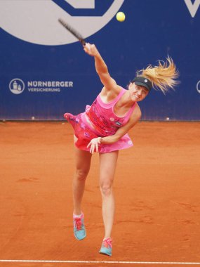 Nürnberg, Almanya - 20 Mayıs 2019: Alman tenisçi Mona Barthels Euro 250.000 Wta Versicherungscup Turnuvası 1.