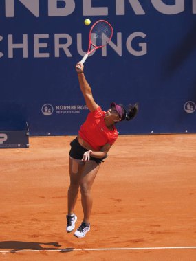 Nürnberg, Almanya - 19 Mayıs 2019: Euro 250.000 Wta Versicherungscup Turnuvası ikinci tur maçında Avustralyalı tenisçi Destanee Aiava'nın Alman Jule Niemeier ile oynadığı karşılaşma