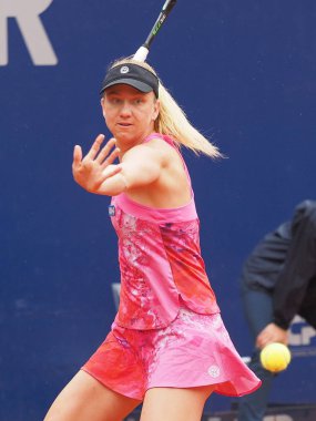 Nürnberg, Almanya - 20 Mayıs 2019: Alman tenisçi Mona Barthels Euro 250.000 Wta Versicherungscup Turnuvası 1.