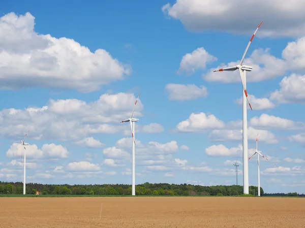 Turbinas Eólicas Área Agrícola Leste Hamburgo Alemanha — Fotografia de Stock