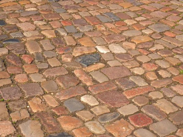 Pavimento Histórico Pedra Calçada Uma Área Residencial Perto Hamburgo Alemanha — Fotografia de Stock