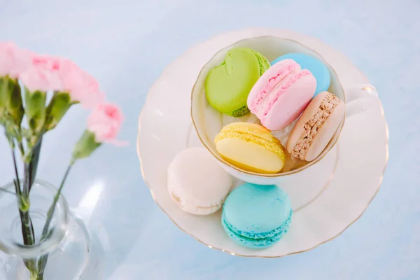 Delizioso Dessert Francese Macaron Pastello Colorato Macaron — Foto Stock