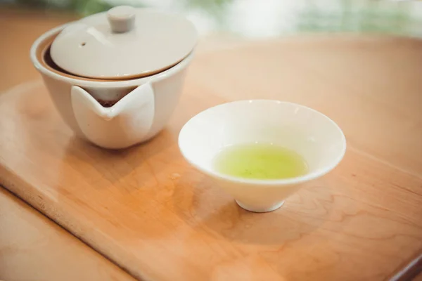 Japanse Sencha Thee Bladeren Bovenaanzicht Met Kopie Ruimte — Stockfoto