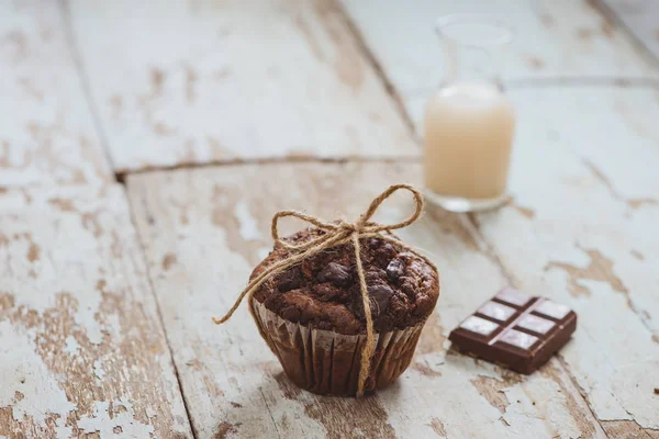Смачний Домашній Шоколадний Кекс Столі Готовий Їсти — стокове фото
